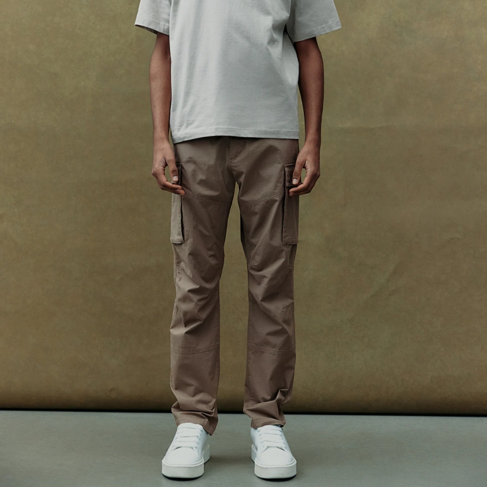 H&M NWOT Slim Fit Ripstop Cargo Pants Men's Tan Beige S